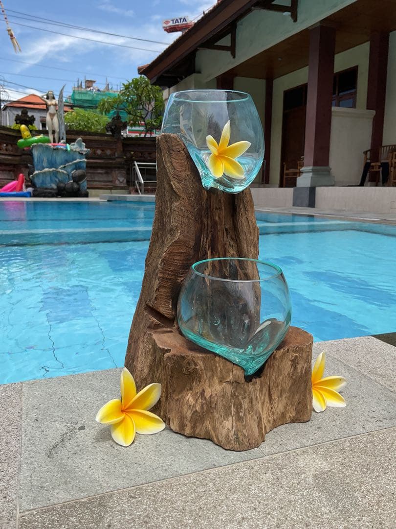 【新入荷】フィッシュボール(天然木ガラス水槽)Mサイズ2個口(穴空き)