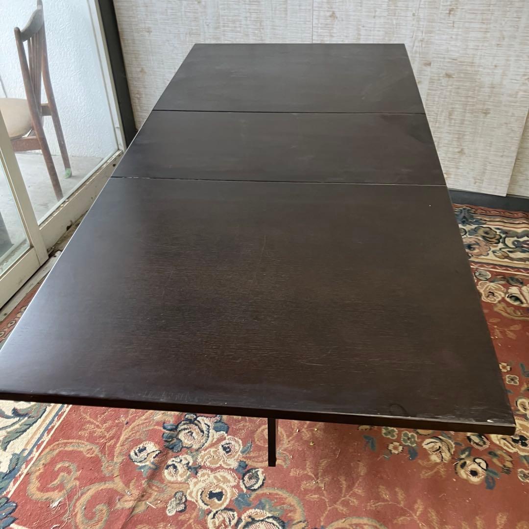 北欧レトロ 木製 大型バタフライテーブル ダイニングテーブル 引き出し収納付