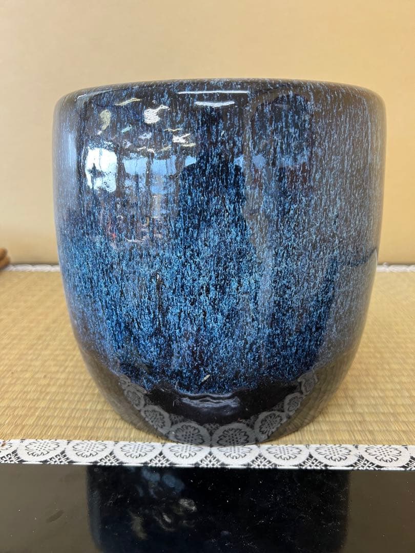 青色グラデーション 陶器 火鉢 なまこ