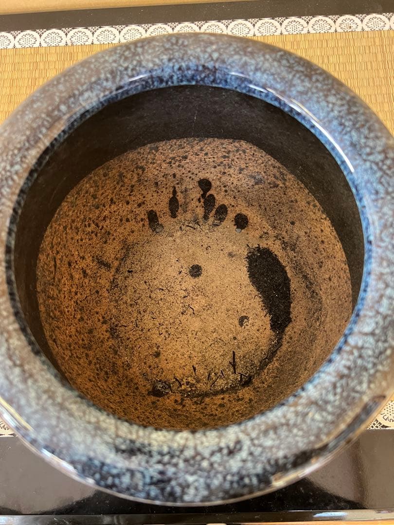 青色グラデーション 陶器 火鉢 なまこ