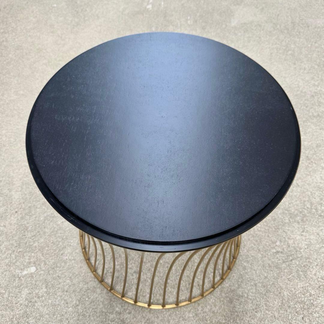 美品✴︎関家具 ラウンド サイドテーブル ガラス天板 ブラス 螺旋 高級 テーブル