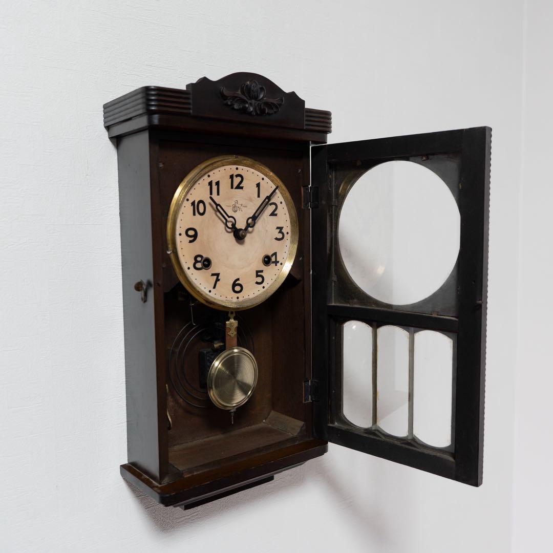 尾張時計　振り子時計　昭和レトロ　オーバーホール済　動作品