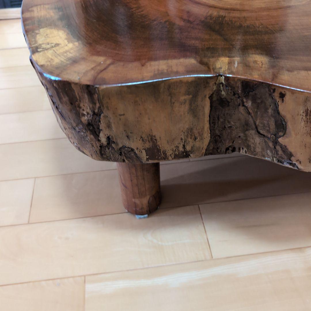 天然木 丸型座卓 茶色 ローテーブル