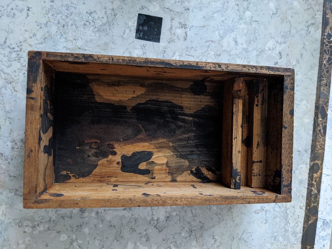 硯／書道／アンティーク台座付き硯