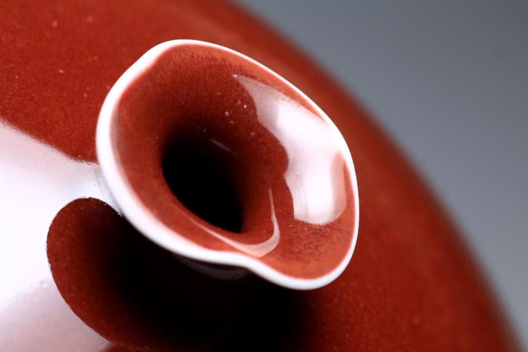 馬場真右衛門　辰砂花瓶　日展作家　有田焼　共箱　美品　茶道具【正一古美術】