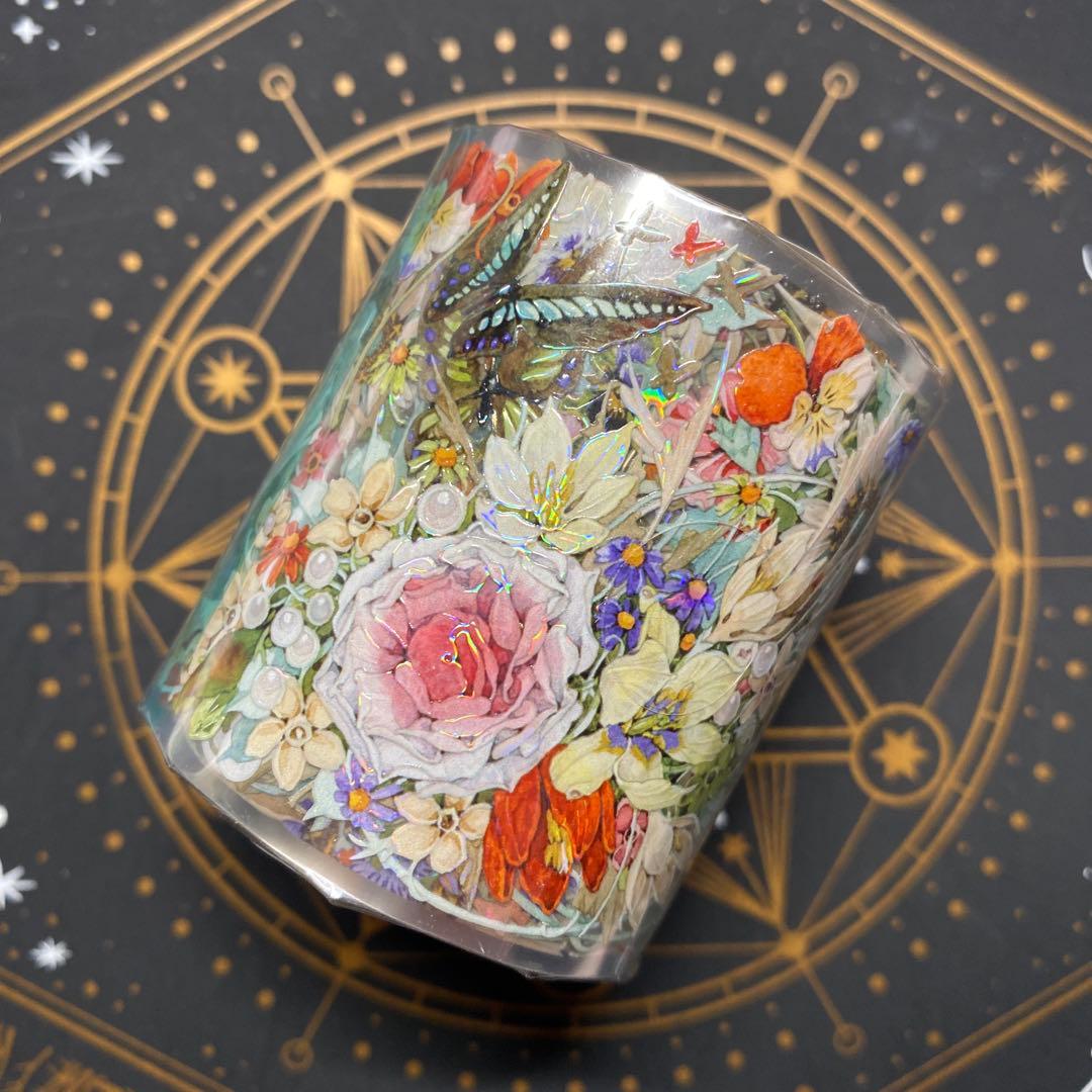 【9411】海外　マステ　3/5/巻　貝殻光マスキングテープ　お花系