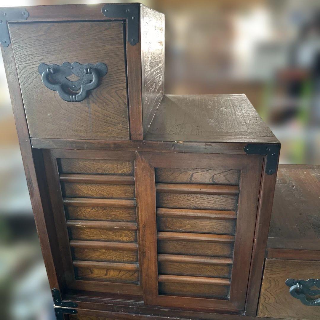 瞬間的衝撃お値下げ❣️ヴィンテージ　大型　木製階段箪笥 引き出し複数