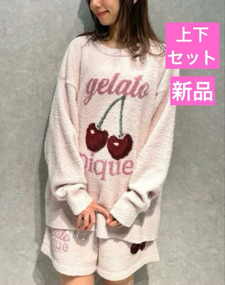 【新品】ジェラートピケ　ベビモコチェリージャガードプルオーバー&ショートパンツ