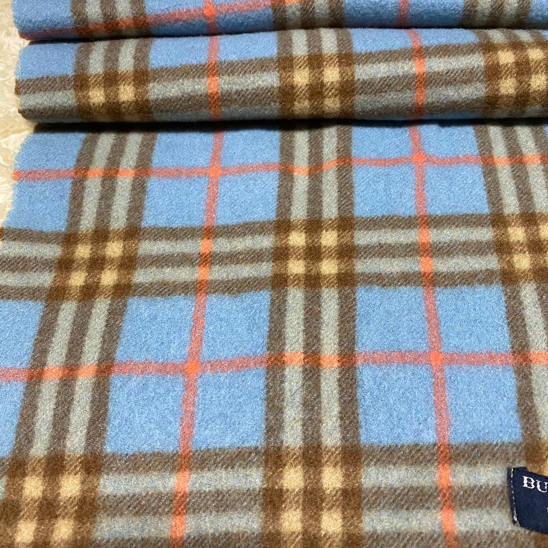 希少色　BURBERRY マフラー ノバチェックライトブルー カシミヤ100%