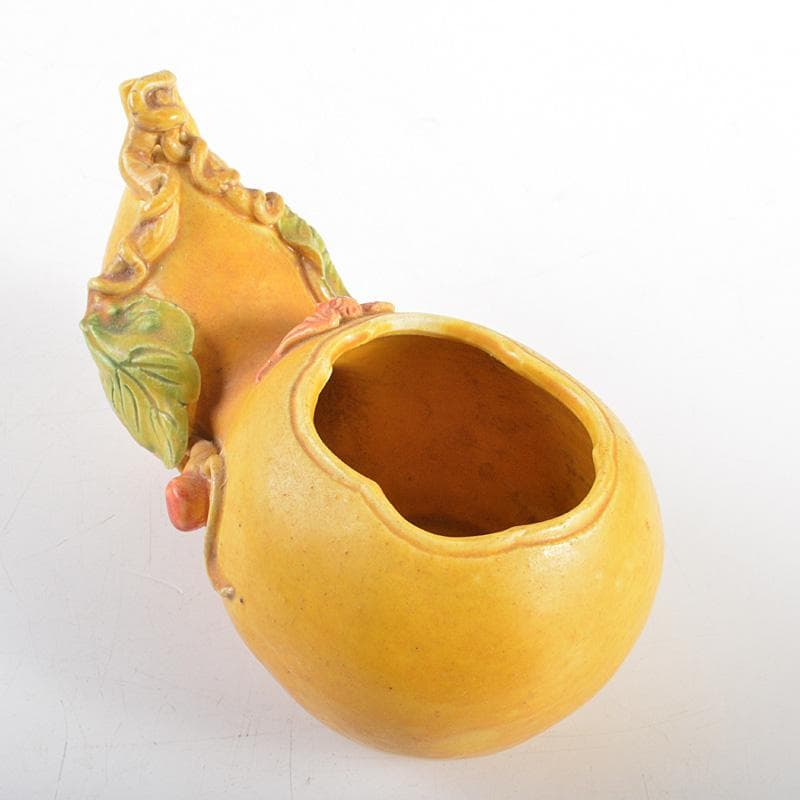 中国　乾隆年製　黄釉粉彩　蝙蝠果実文　水滴　水注　M　R6267