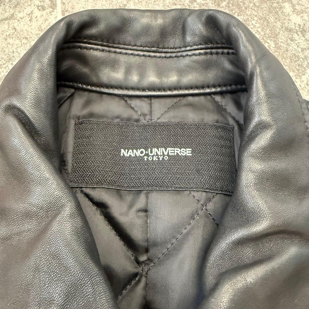 ナノユニバース　ラムレザージャケット　L キルティング中綿ジャケット