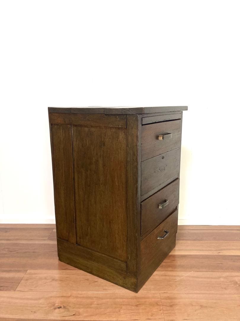 【メンテ済み】味のあるアンティークの木製引出し　 ベッドサイドテーブル　工具入れ