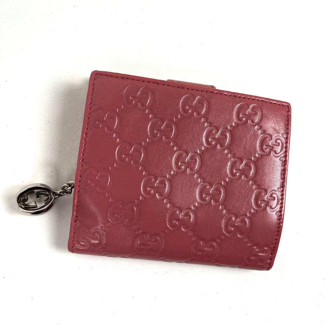 グッチ　折り財布　インターロッキング　シマレザー　GGロゴ　エンボス　レザー