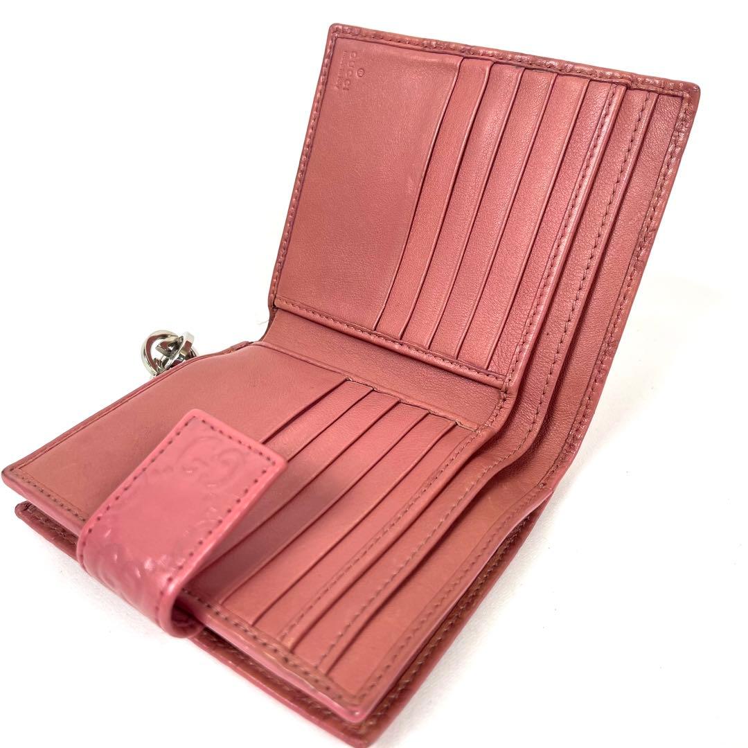 グッチ　折り財布　インターロッキング　シマレザー　GGロゴ　エンボス　レザー