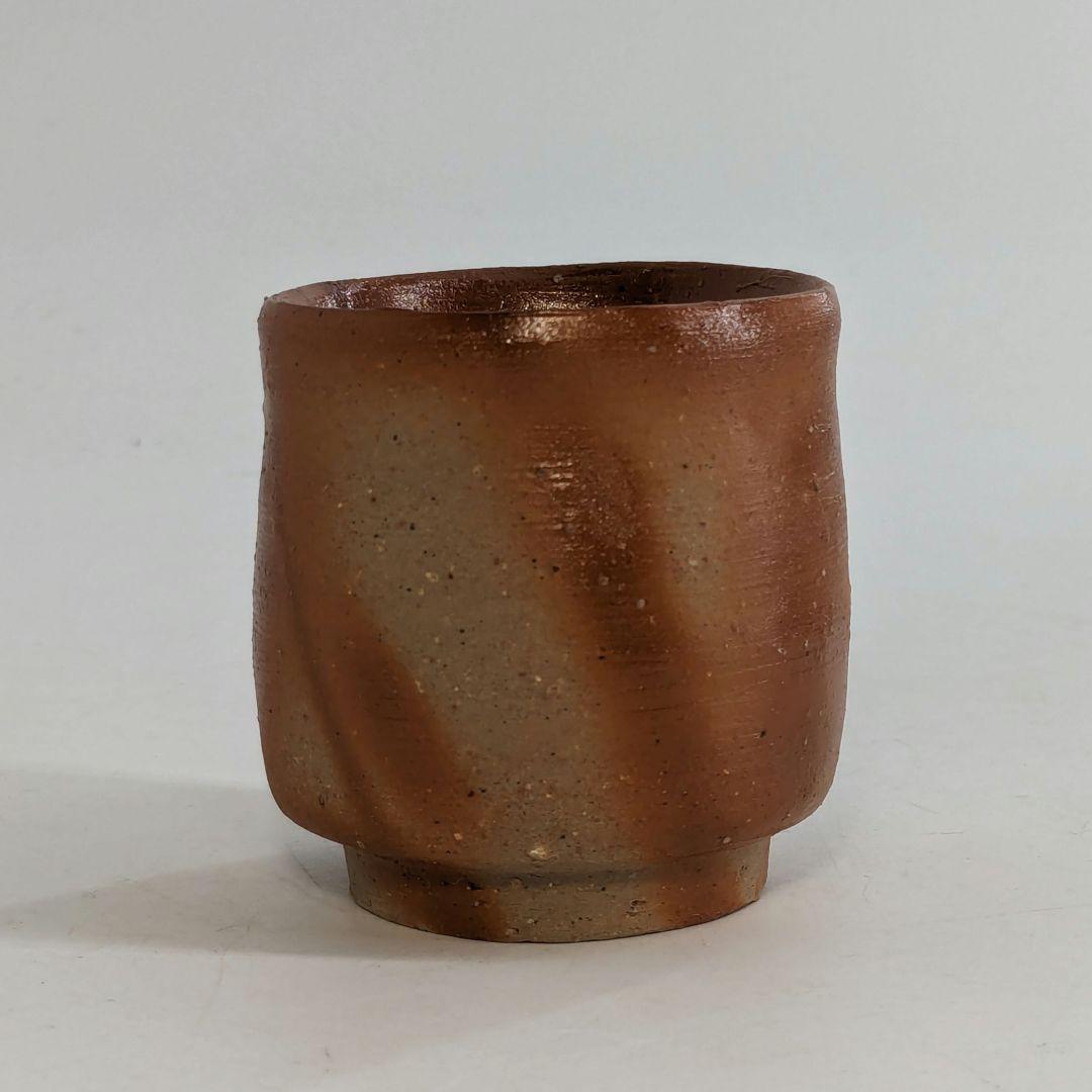 岡山県重要無形文化財 四代目 松田華山 備前焼 緋襷酒呑 共箱共布栞 酒器 酒杯