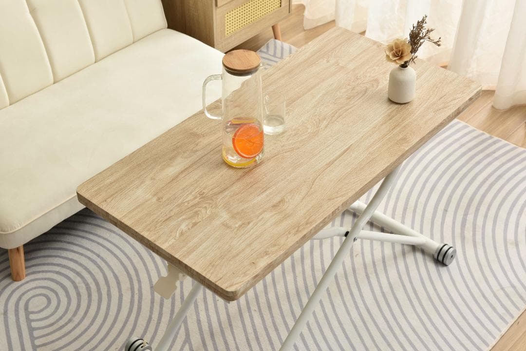 超人気！テーブル 天板が2倍に広がるガス圧昇降テーブル Natural