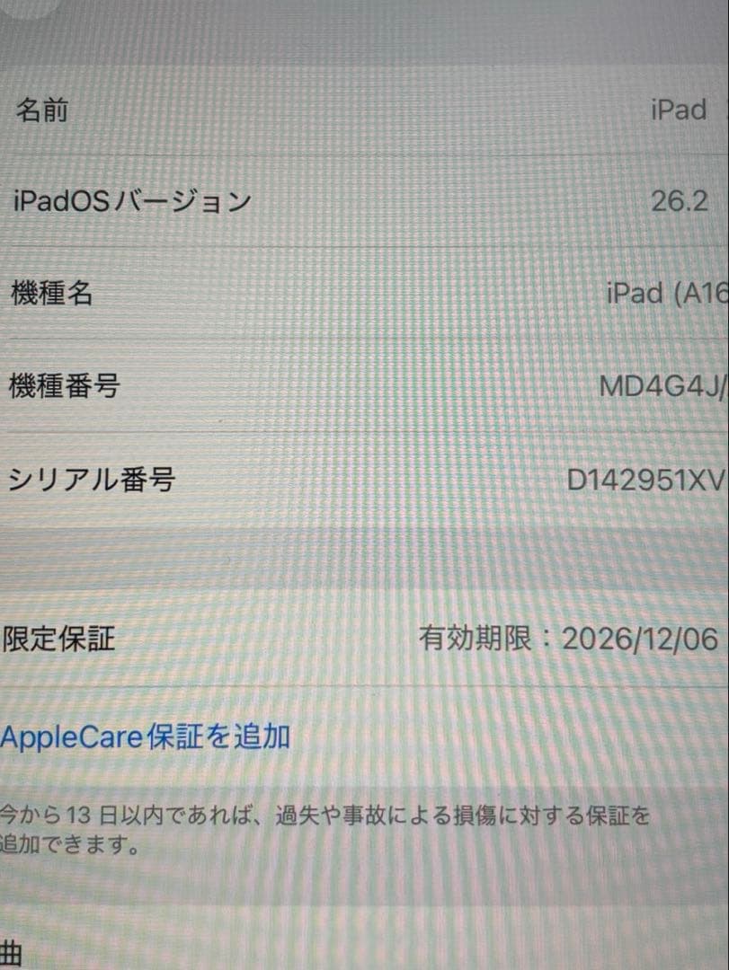 iPad A16 第11世代 256GB Wi-Fi シルバー