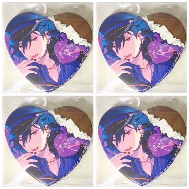 新品★あんスタ★UNDEAD【朔間零】一番カフェ★ハート型缶バッジ★4点セット