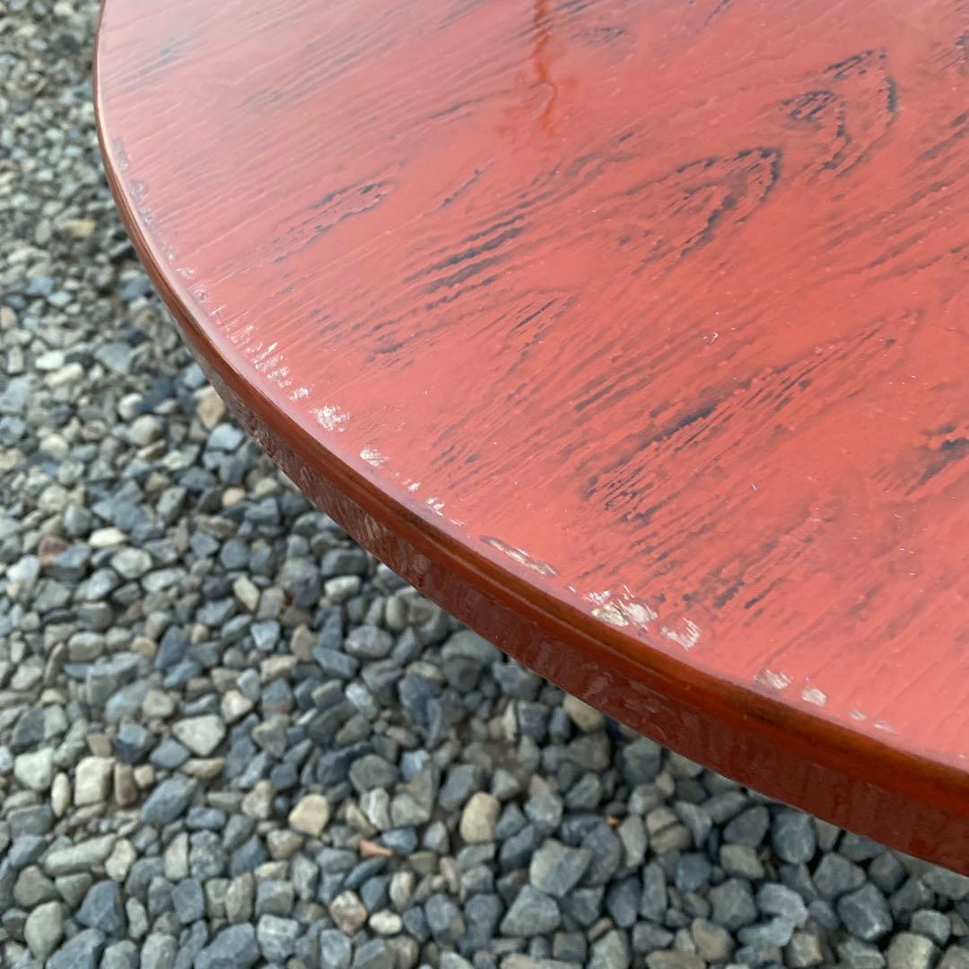 昭和の食卓 天然木 ちゃぶ台 丸テーブル 円卓 朱塗り直径 75㎝