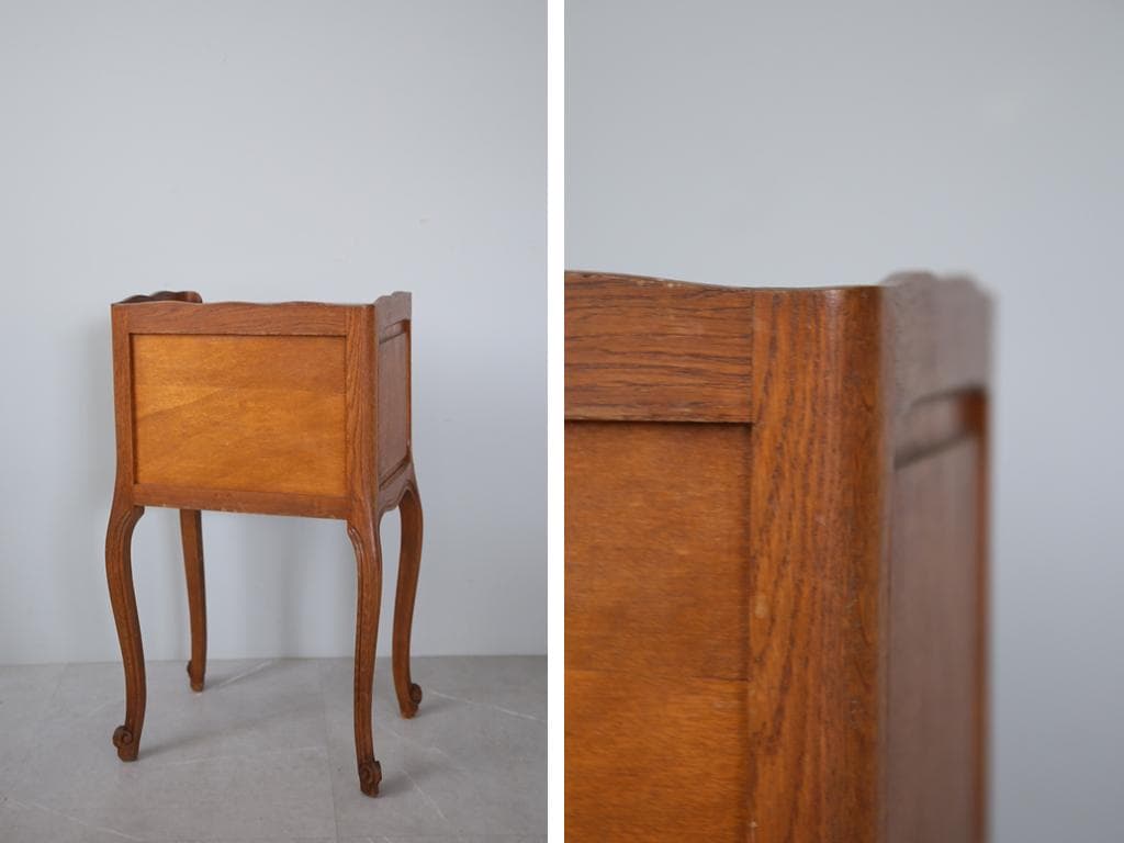 フランスアンティーク猫脚ナイトテーブル/木製キャビネット机飾り棚(82-129)