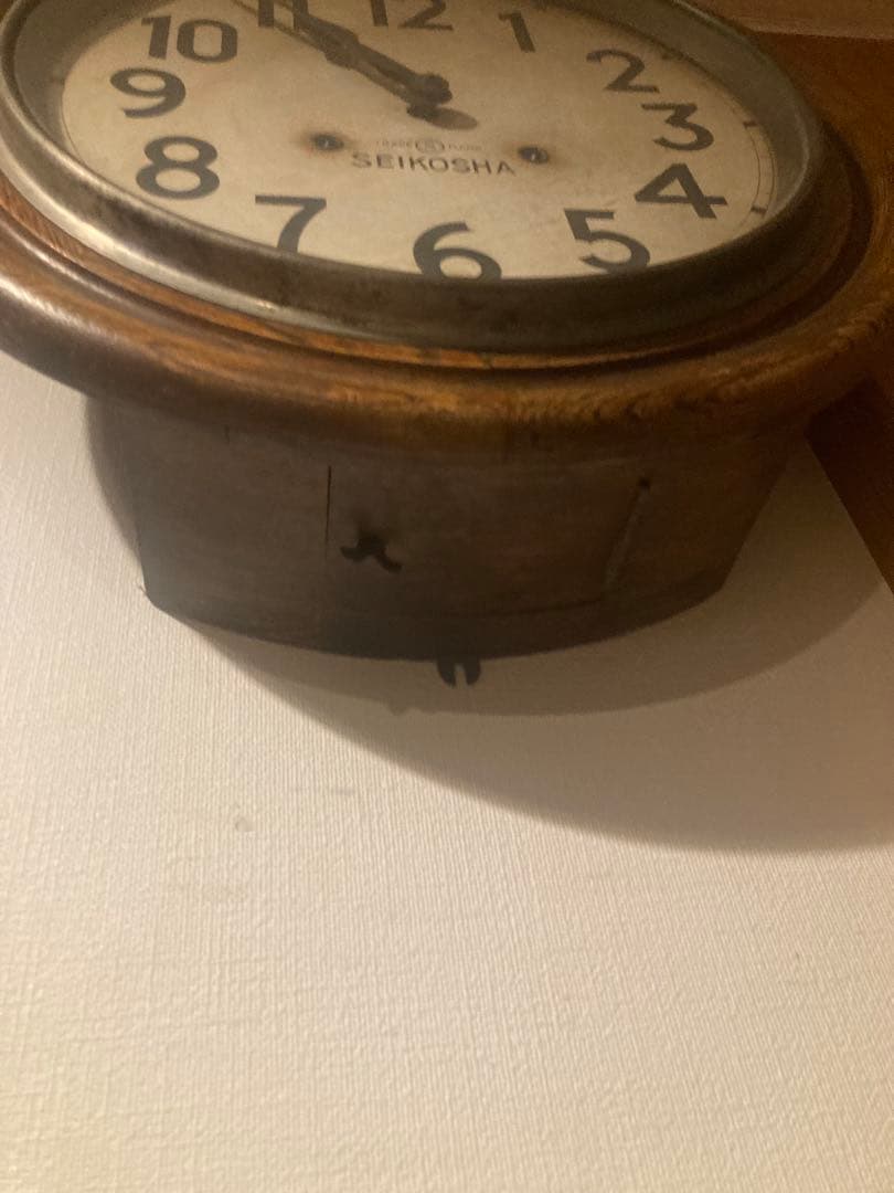 昭和レトロ SEIKOSHAゼンマイ式振り子時計 丸型　稼働品②