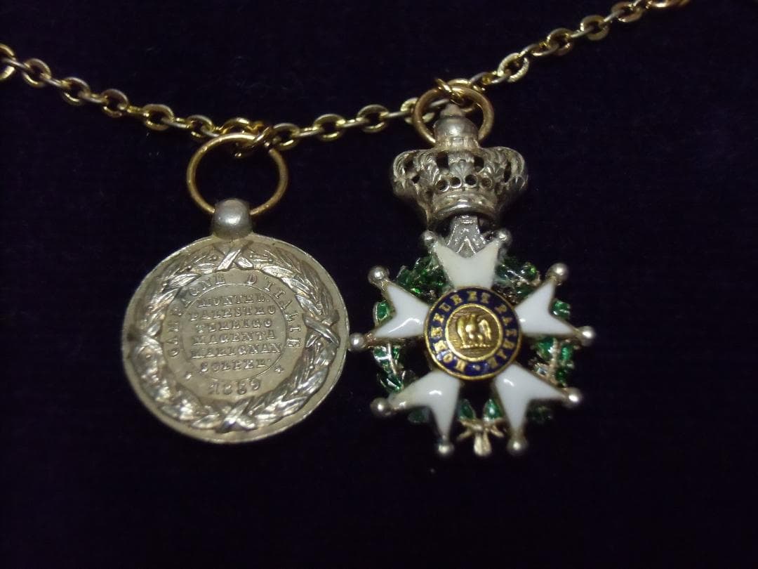 Ｆフランス軍＊１８５１～１８５９ミニチュア２連勲章チェーン（実物）