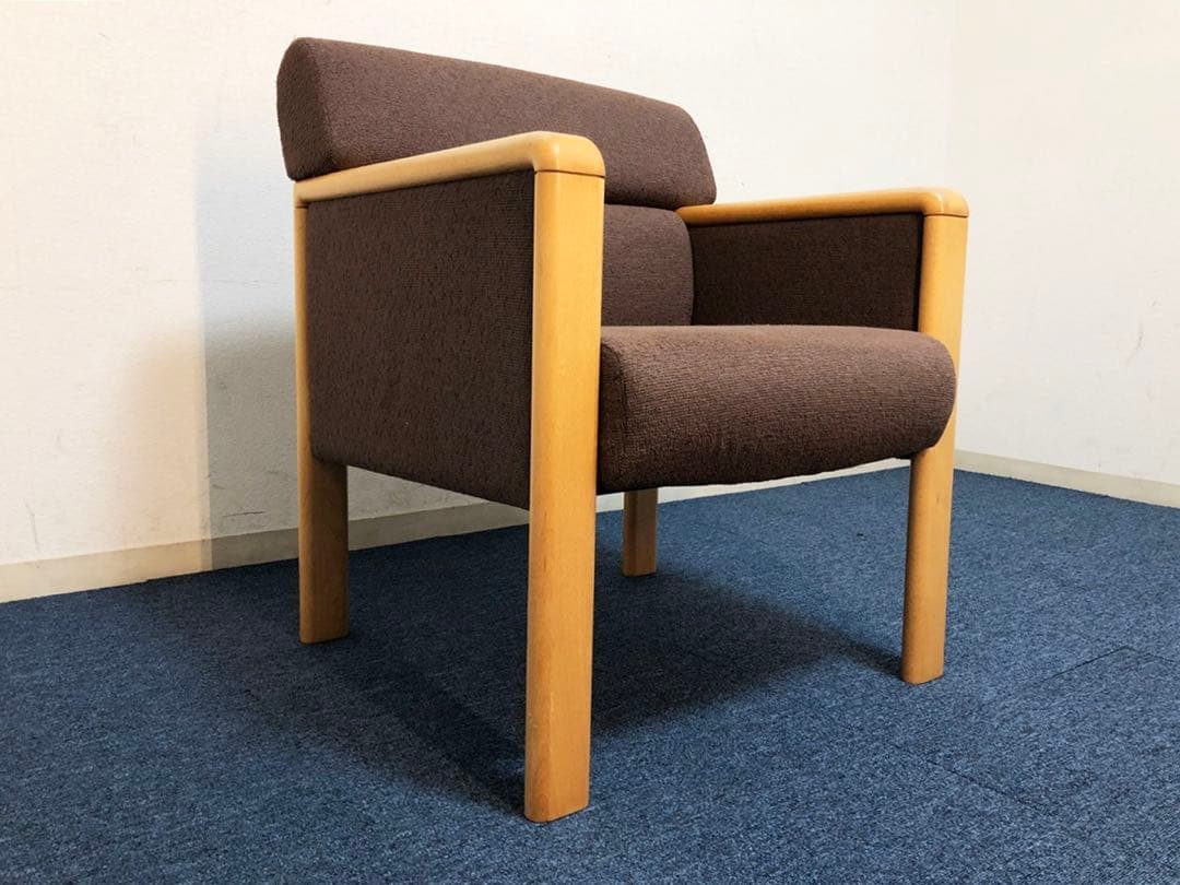 jam　okamura 高級イージーチェア1人用ソファ布生地ブラウン生地