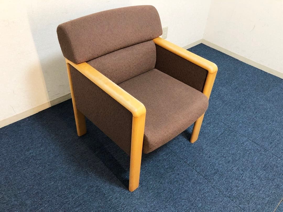 jam　okamura 高級イージーチェア1人用ソファ布生地ブラウン生地