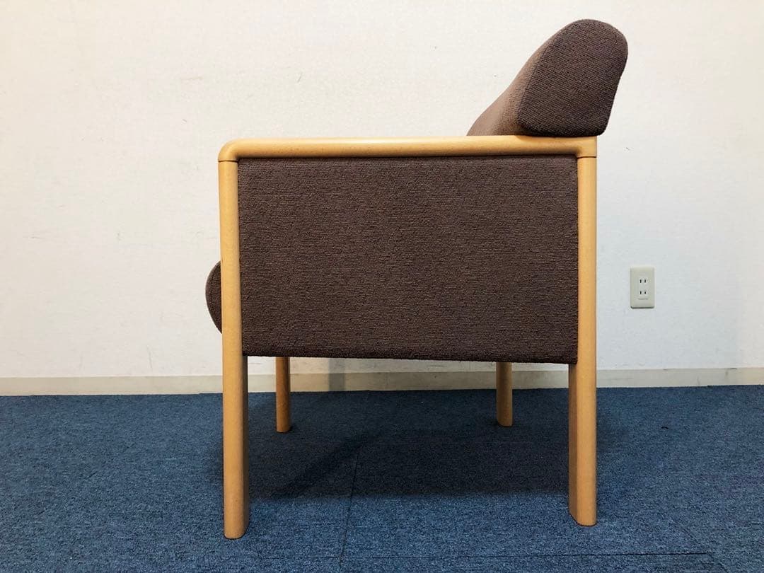 jam　okamura 高級イージーチェア1人用ソファ布生地ブラウン生地