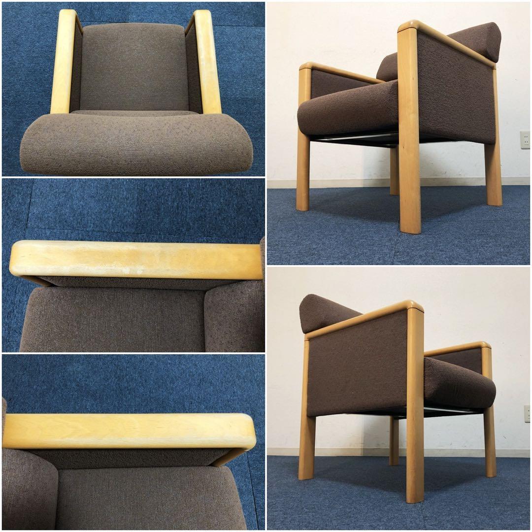 jam　okamura 高級イージーチェア1人用ソファ布生地ブラウン生地