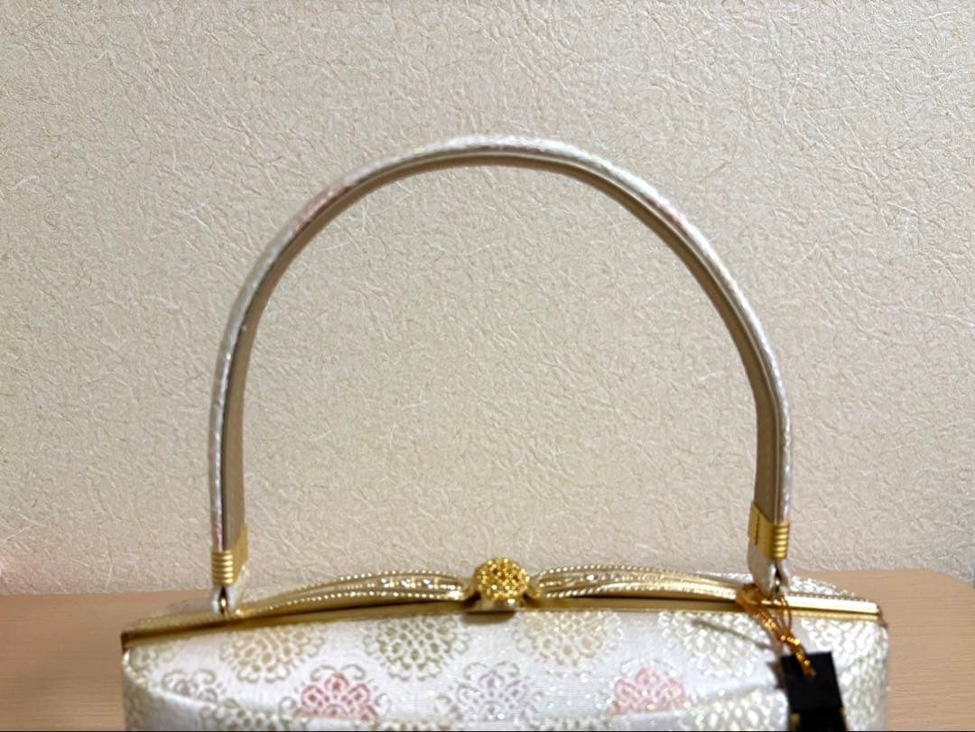 新品未使用品　銘織つづれ錦　和装バッグ＆草履セット　白×ゴールド　LLサイズ