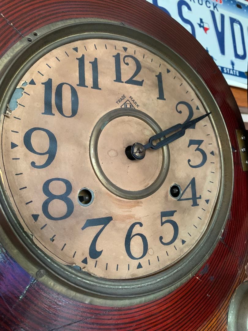 アンティーク時計　ダルマ型　振り子時計　ゼンマイ式　稼動品　当時物　ボンボン時計