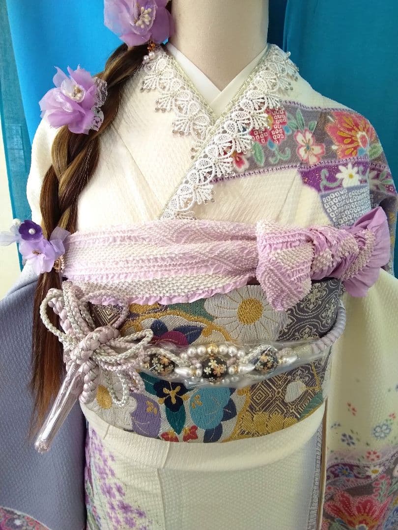 振袖フルセット、きもの友禅振袖、重ね衿、帯揚げ帯締め、西陣袋帯、襦袢、ガード加工