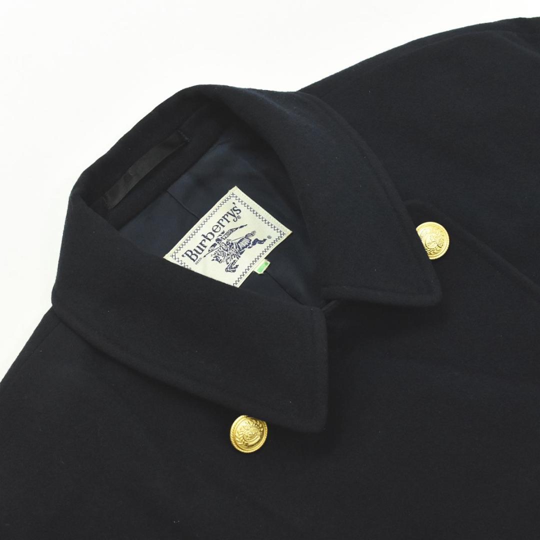 【エンブレム 金ボタン 】 90s バーバリー ウール チェスターコート 紺♪