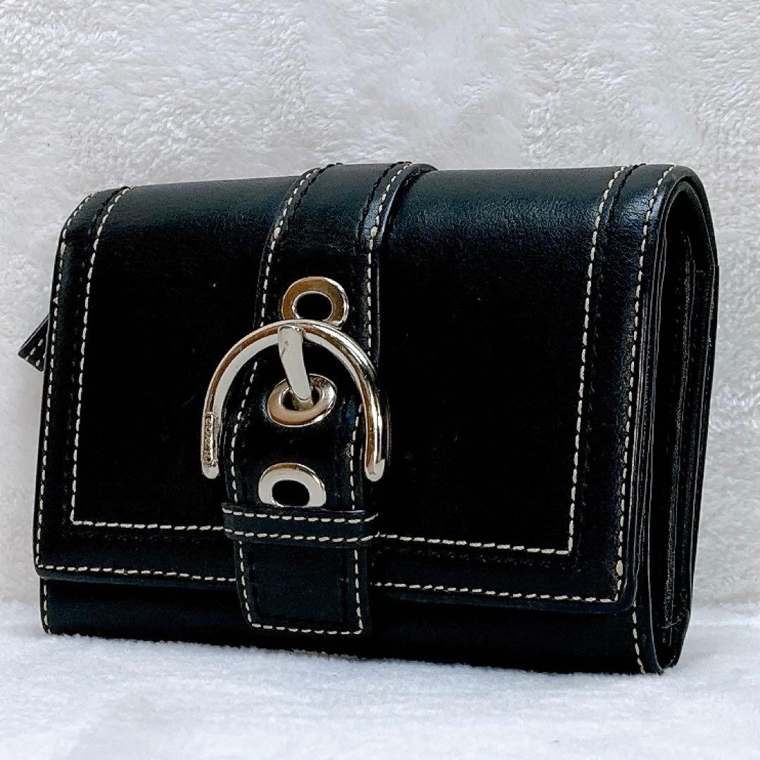 小物 Coach Compact Wallet Soho Black leather