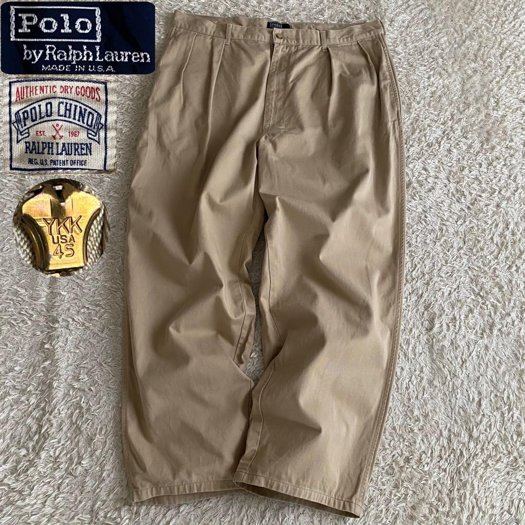 80s/美品/W40 ポロラルフローレン USA製 初期タグ チノパン 2タック