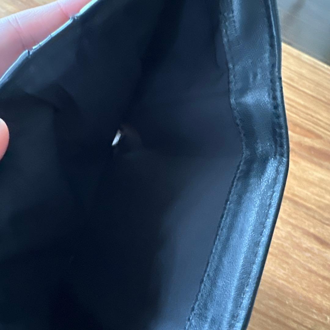 【美品】マルジェラ 三つ折り財布 エンベロープ プリント カーフスキン 黒