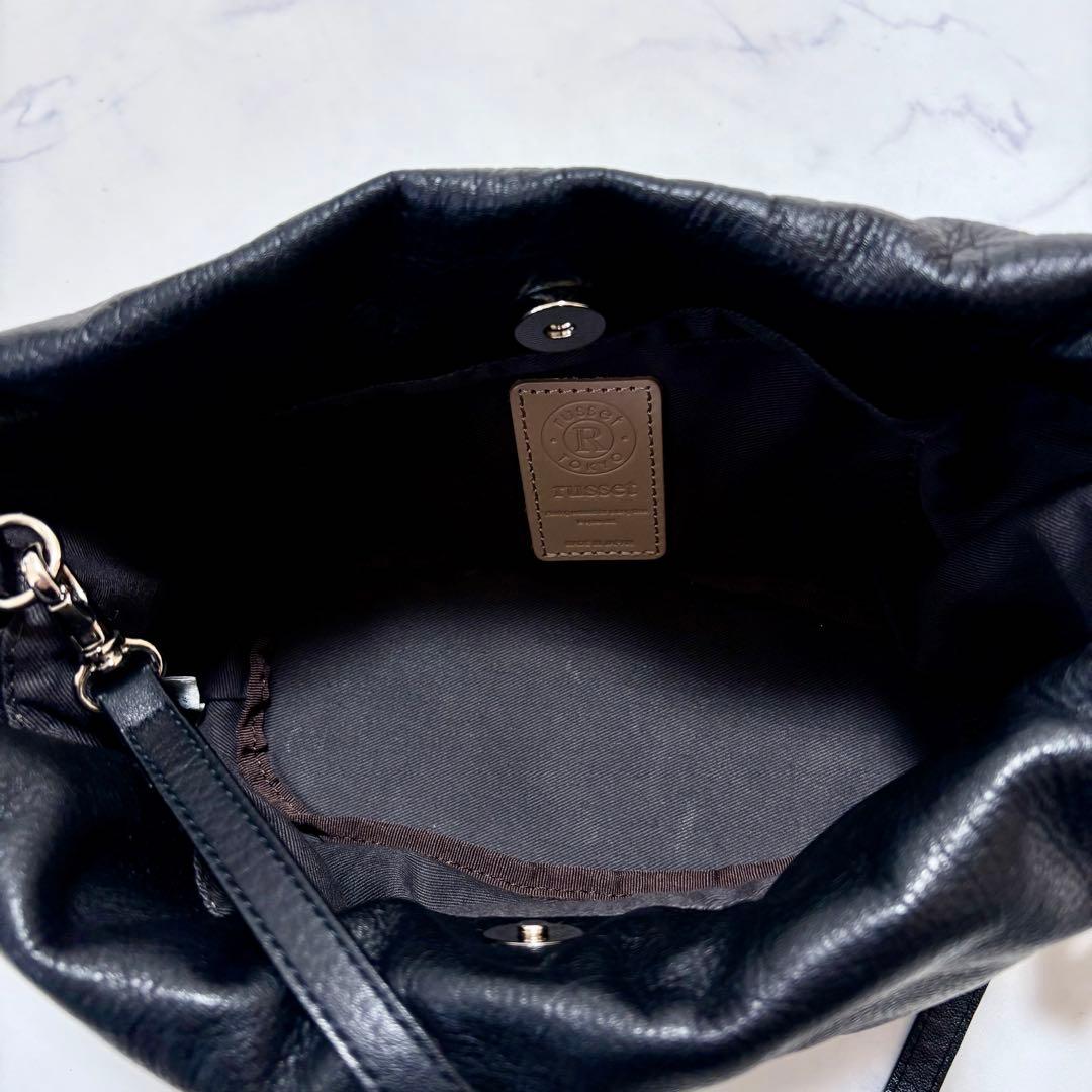 美品 russet ラシット 4WAY 巾着ショルダーバッグ 日本製 レザー 黒