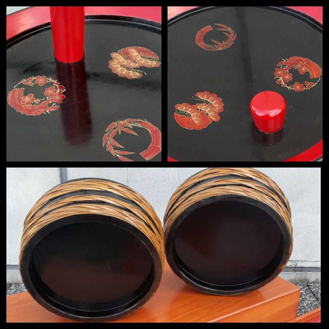 【時代古作品】大正時代～昭和　木製　時別仕様　本漆塗　松竹梅蒔絵　酒樽　樽