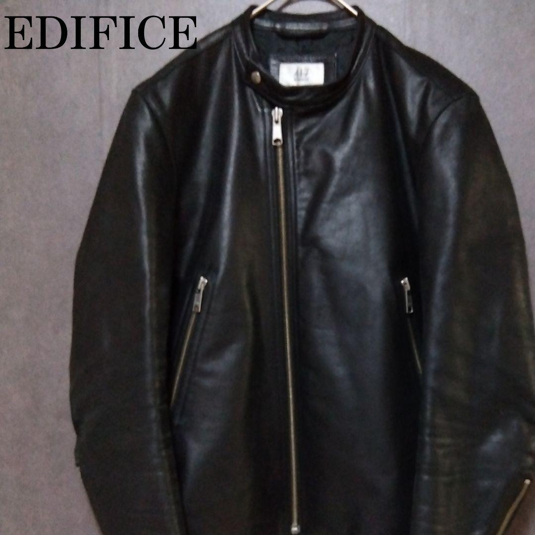 エディフィス 革ジャン 牛革 カウレザー シングルライダース 黒 ブラック