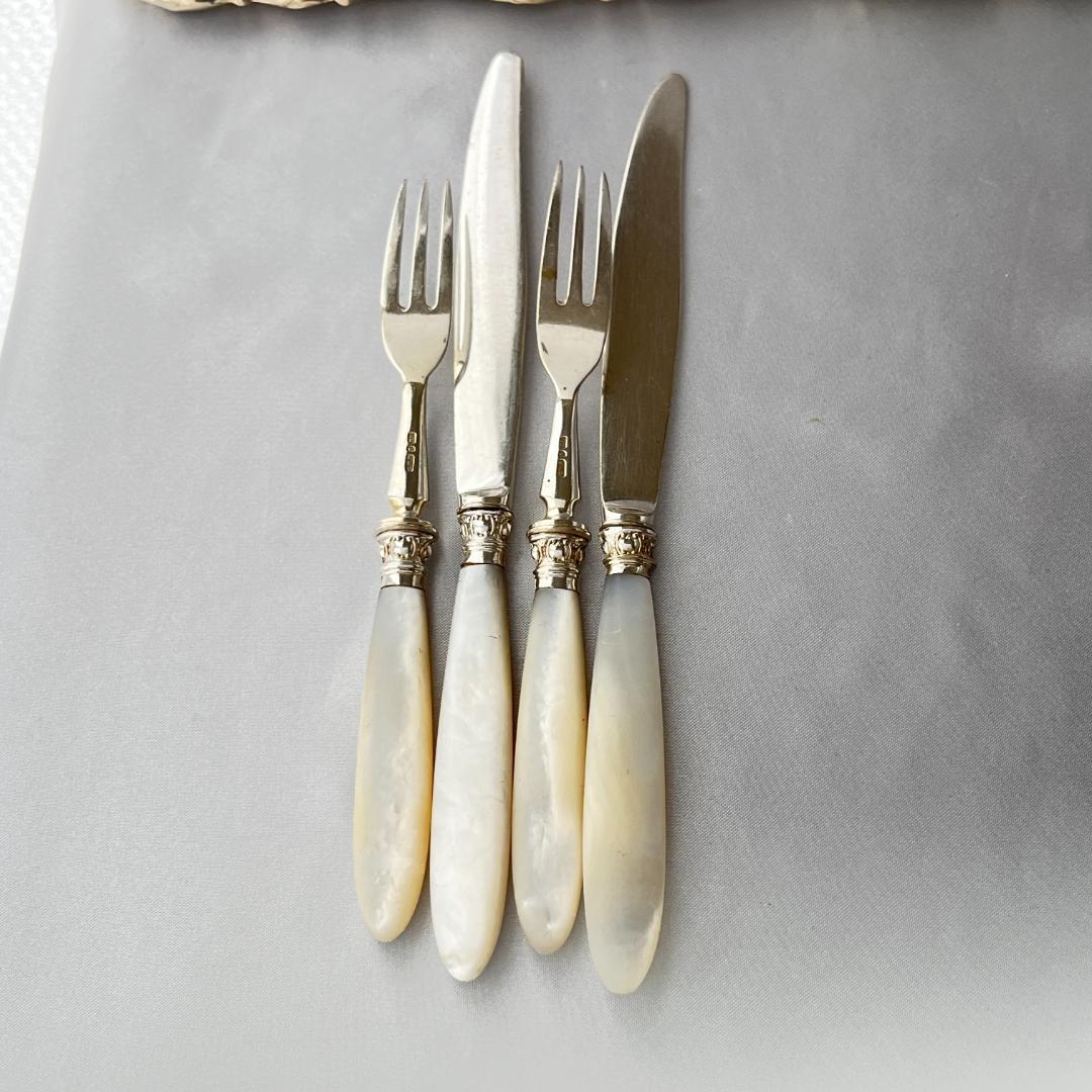 【C W Fletcher & Son 】【白蝶貝】パストリーセット 4本