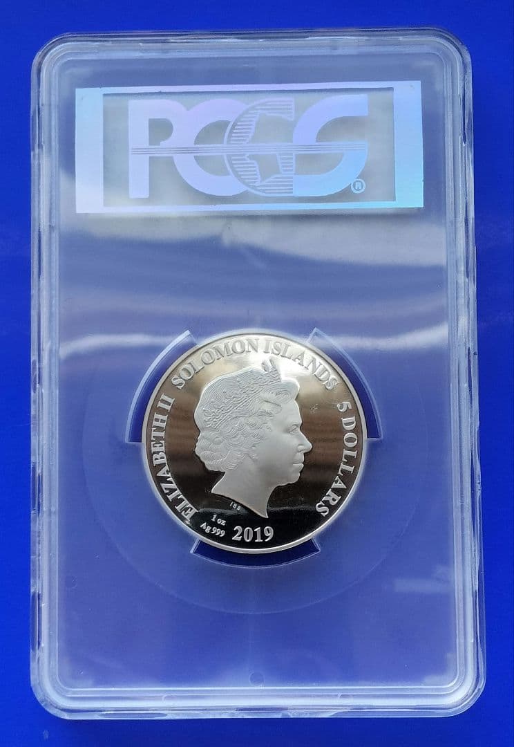 ソロモン諸島 大型5ドルカラー銀貨（マドンナ）PCGSPR69DCAM準最高鑑定
