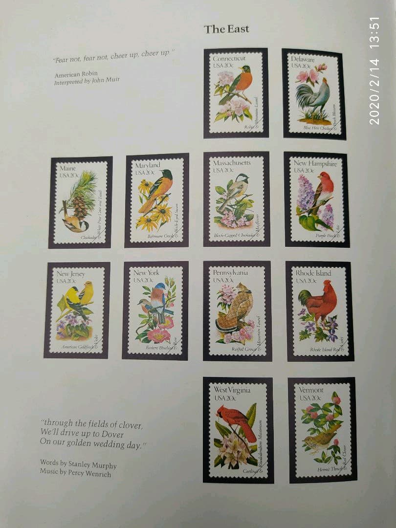 アメリカ合衆国の切手　state birds and flower