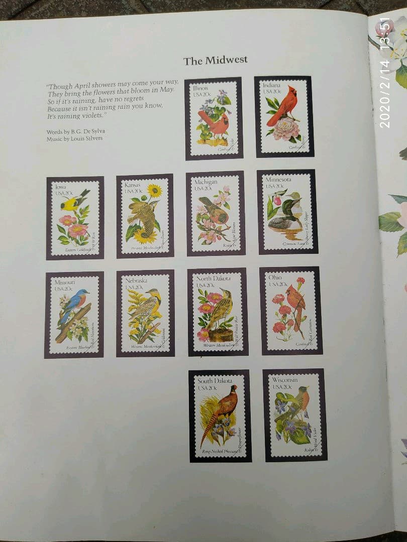 アメリカ合衆国の切手　state birds and flower