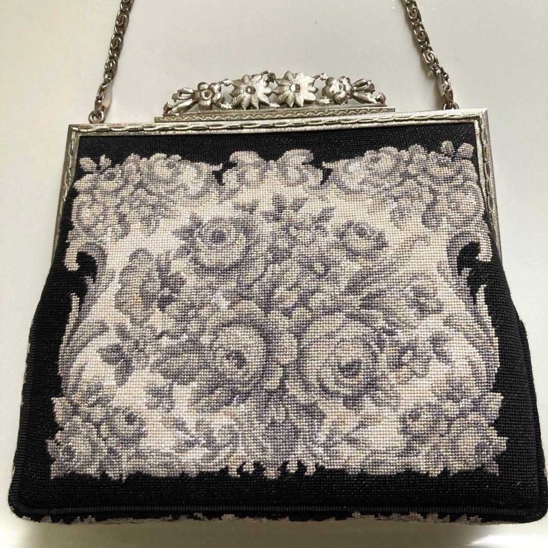 プチポアン 刺繍バッグ　パーティー　アンティーク　プチポワン