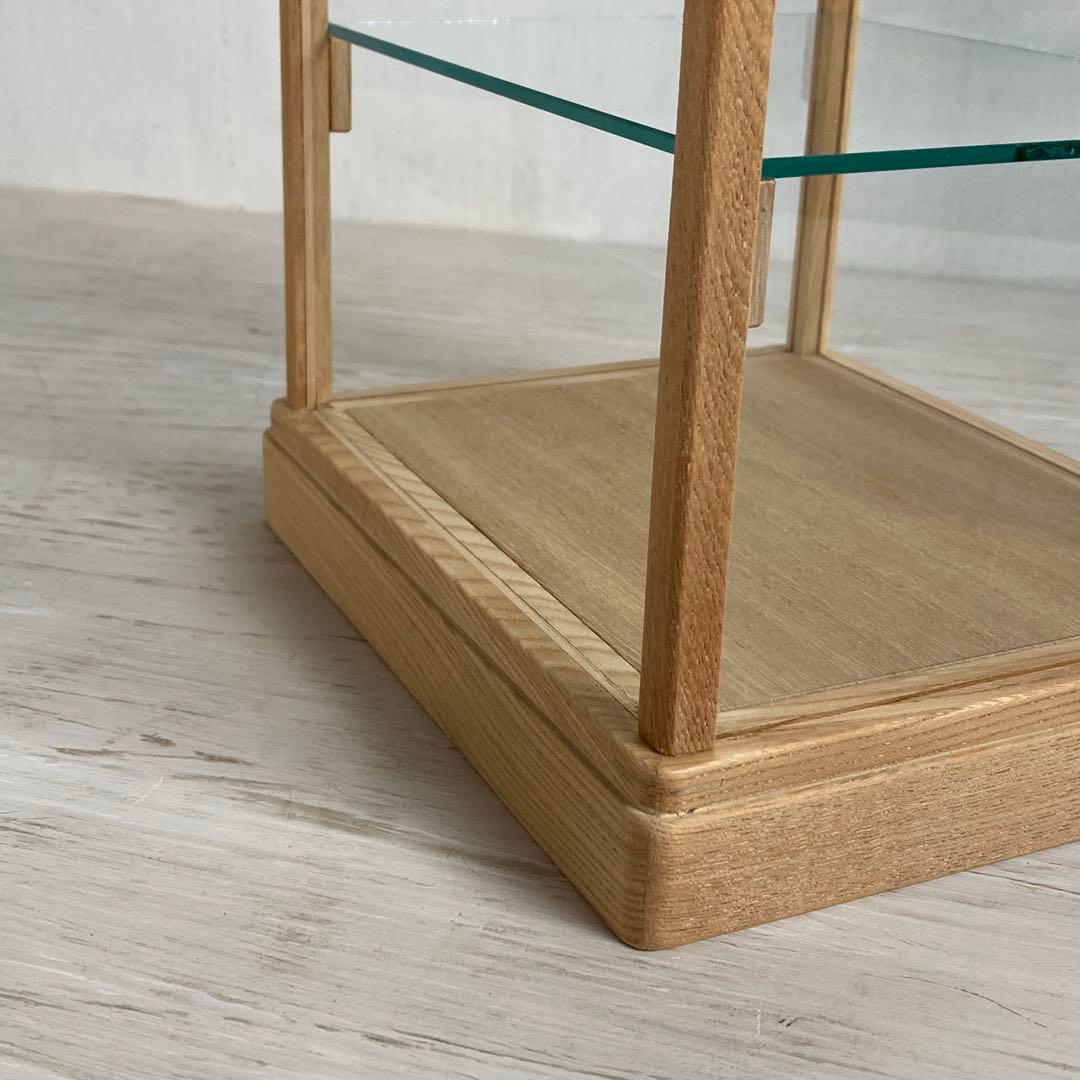 古い木製 小振り ガラスケース 2段 卓上ショーケース 小物入れ 扉なし