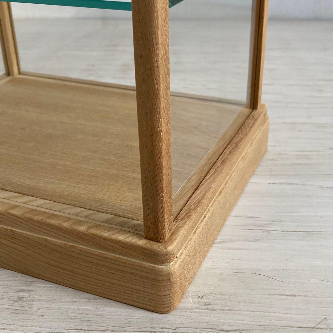 古い木製 小振り ガラスケース 2段 卓上ショーケース 小物入れ 扉なし