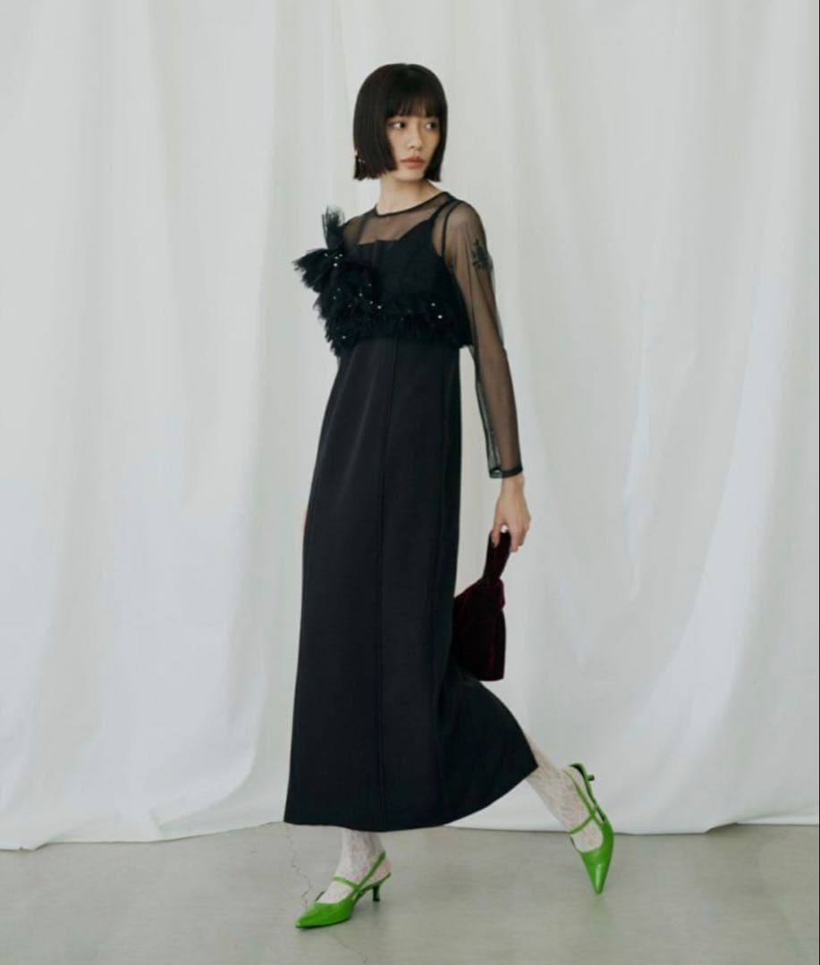 12/15までの価格ですANDRESD pearl bustier dress