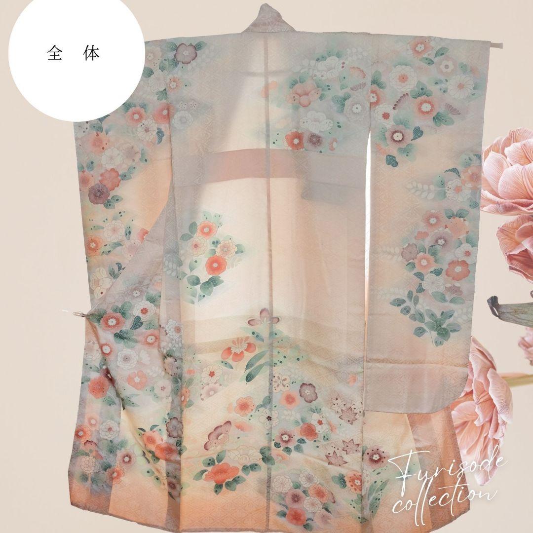 振袖フルセット　ニュアンスピンク　シャビーコーデ　成人式　卒業式