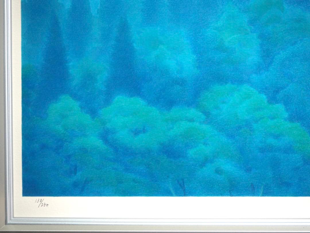 真作■東山魁夷 オリジナルリトグラフ 青渓 1995年 生前作■版画 絵画